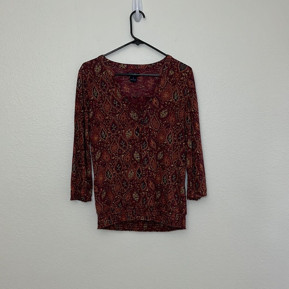 LUCKY BRAND (LIVE IN LOVE) SOFT/COMFY BOHO TOP WITH BOTTOM STRETCH HEMLINE BAND